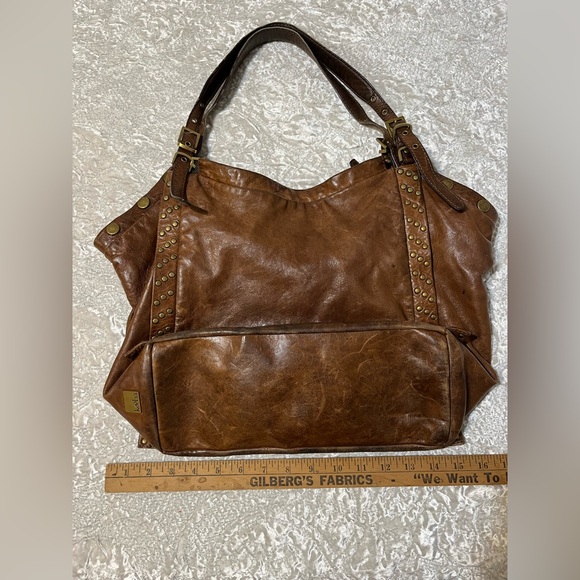 Kooba Brown Distressed Leather Brown Studded Hobo Bag - Picture 9 of 9